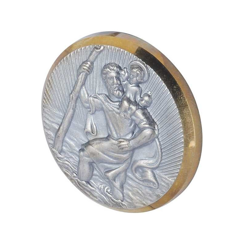 Christopherus Emblem 6,5 cm Sankt Christophorus 3D Relief Metall Plakette St 